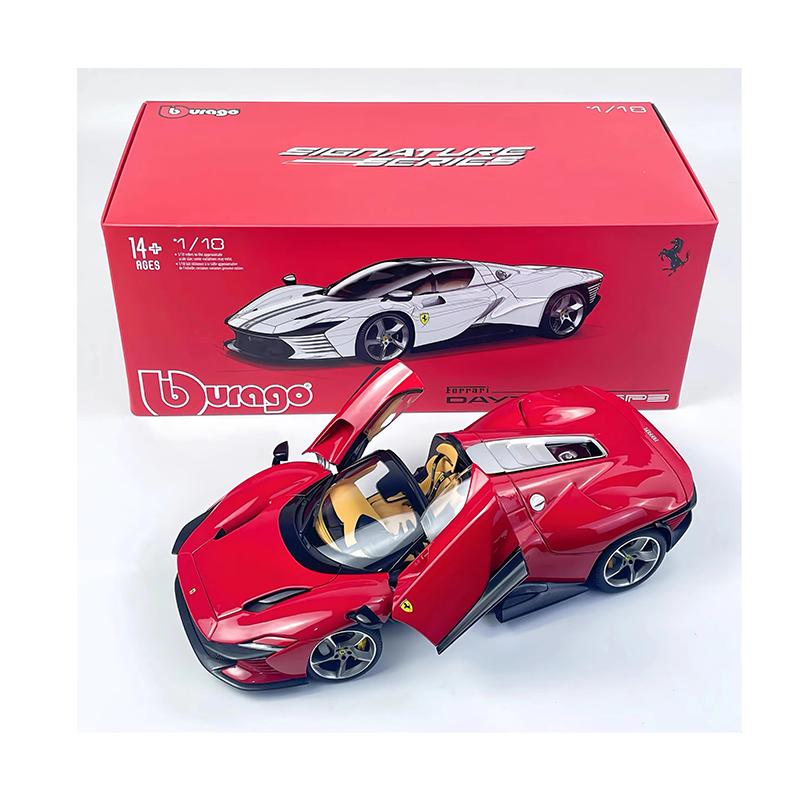 In Stock Bburago 1:18 Ferrari Daytona Sp3 Supercar 50 Series Simulation Alloy Miniature Diecasting Model Customized Toy Gift