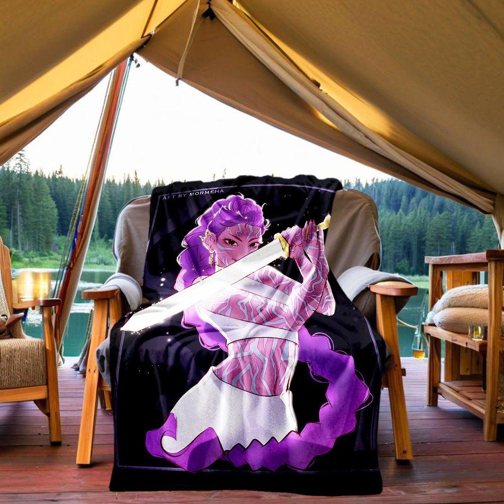 "Vivid Purple Fantasy Warrior Art Print - Limited Edition"Blanket Lightweight Flannel Throw Blanket for Sofa, Bed, Travel, Camping, Livingro