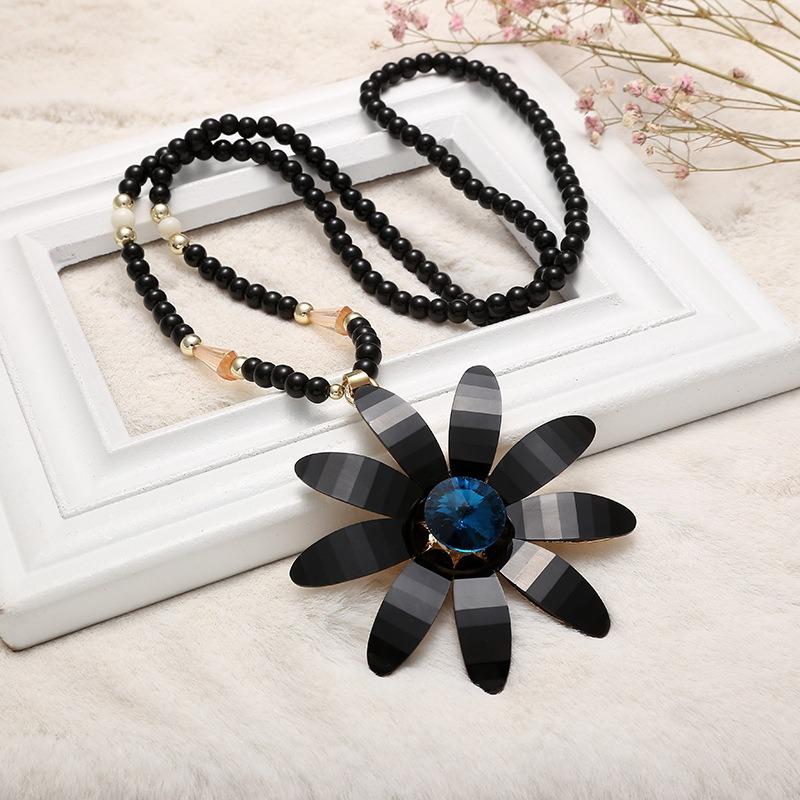 Ожерелье из бисера, длинная винтажная веревка в стиле бохо, ломтик цепи, каменные подвески, богемные этнические женщины