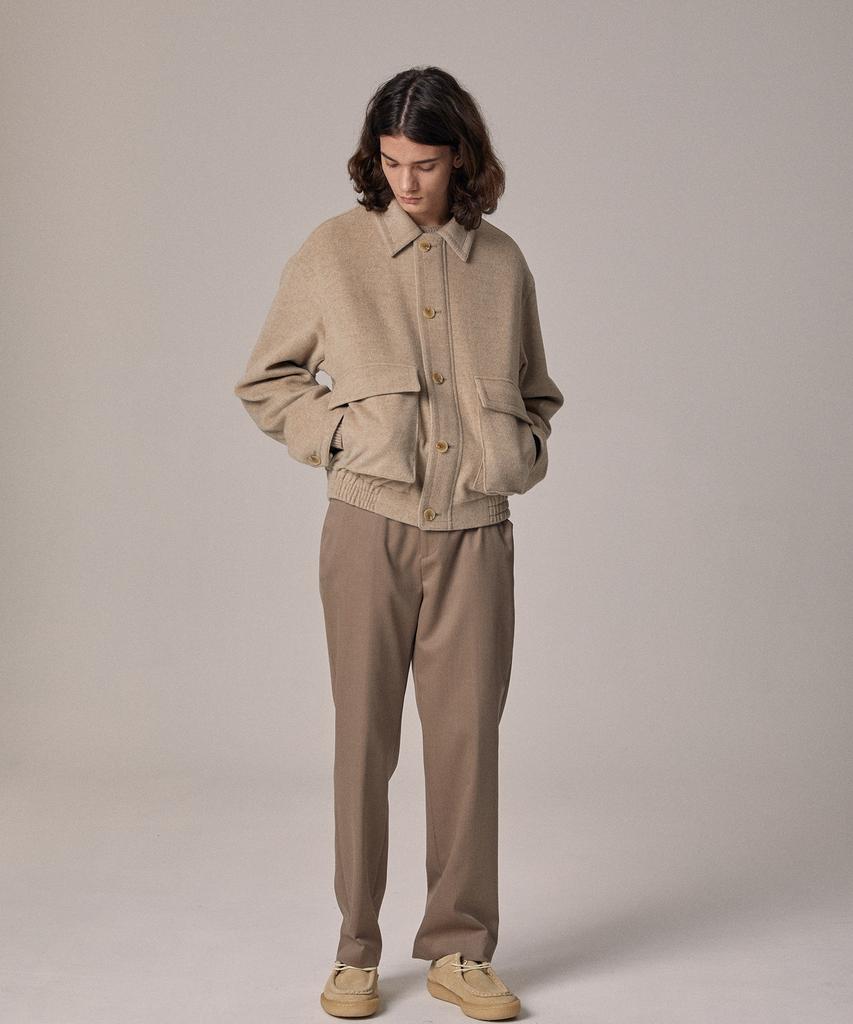 LEARVE Nate Wool Blended Semi-Wide Pants Oatmeal