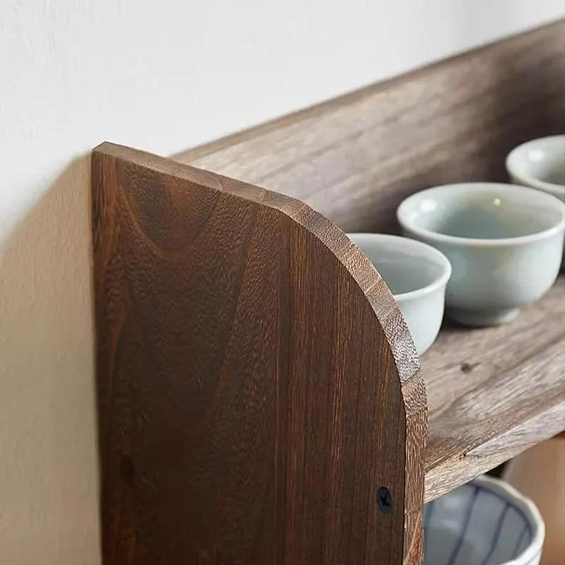 1Pc Desktop DIY Shelf Tray Display Rack Cup Tea Set Solid Wood Chinese Style