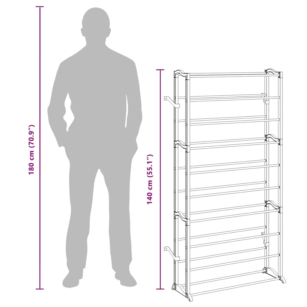 Shoe Rack for 40 Pairs of Shoes Shoe Cabinet 140 cm