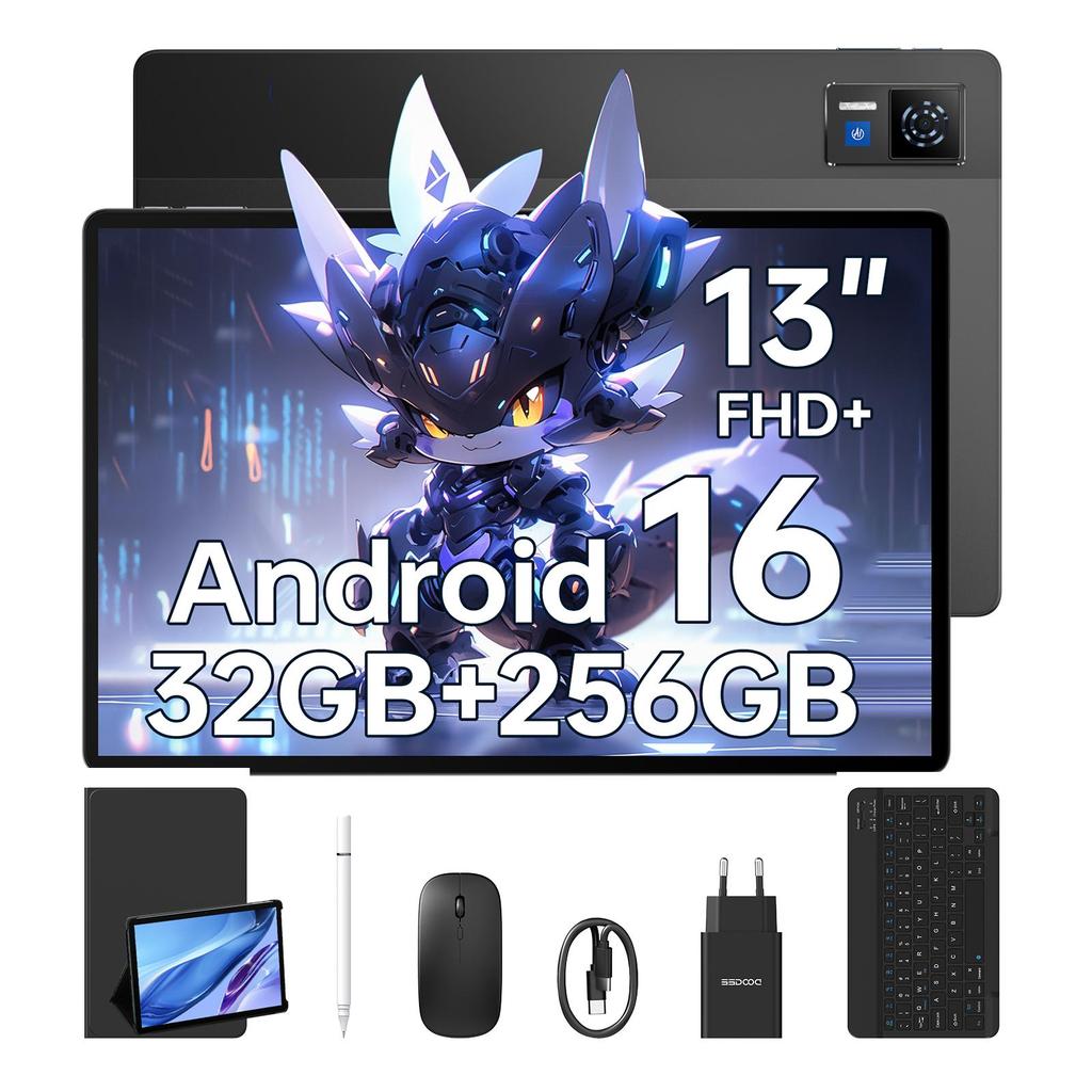 DOOGEE U13 VIP Android 16 Tablet 13 Inches,32GB+256GB/2TB Gaming Tablets, 11000mAh Tablet with Keyboard/Pen/Mouse,Four Speaker Tablet