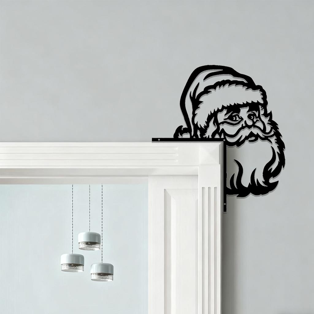 1Pc Christmas Door Corner Metal Sign, Christmas Elements, Christmas Door Sign, Christmas Home Decoration, Window Corner Decoration, Holiday