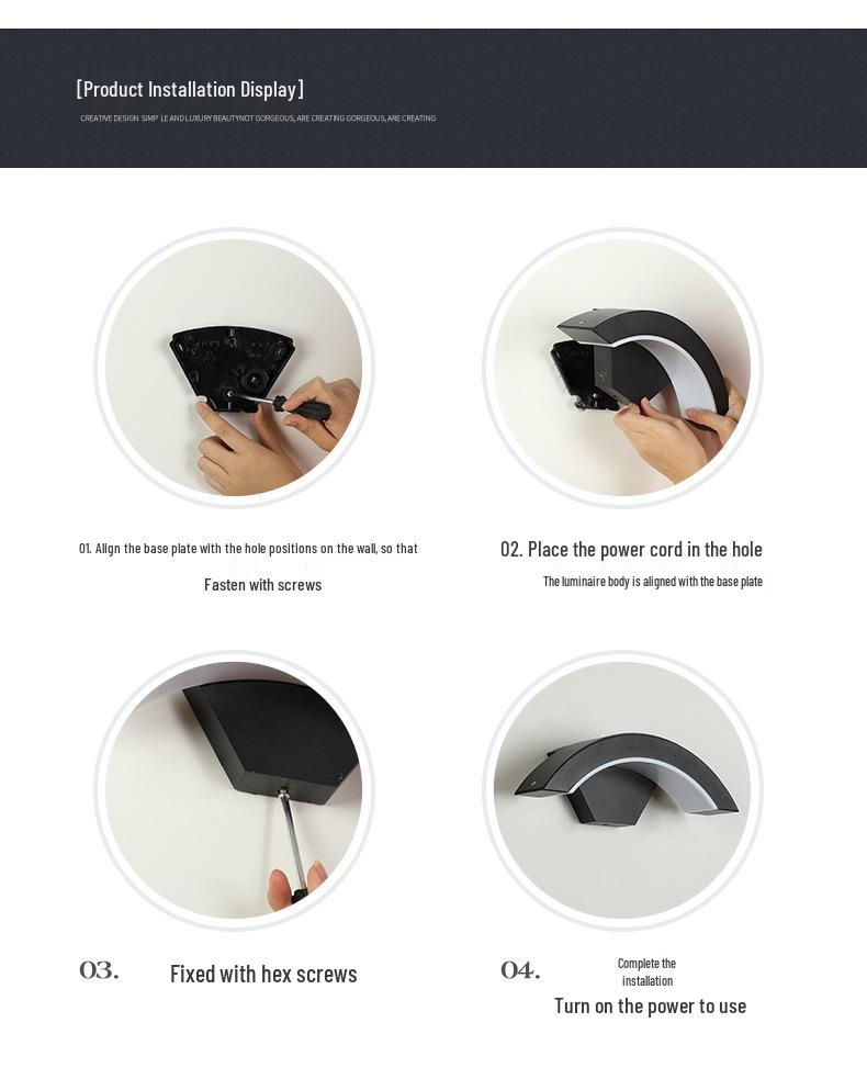 Waterproof Modern LED Outdoor Wall Lamp, Induction Courtyard & Balcony Light, Fan-Shaped Design