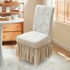 Jacquard Dining Chair Cover Elastic Chair Slipcover with Long Ruffled Skirt Stretchy Chair Cover for Dining Room Wedding Banquet Decor