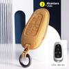 Suede Leather Car Key Case Cover Holder Smart Key Bag For Hyundai Sonata Ioniq 5 Nexo Nx4 Tucson 2022 Sonata 2020 Grandeur Santa