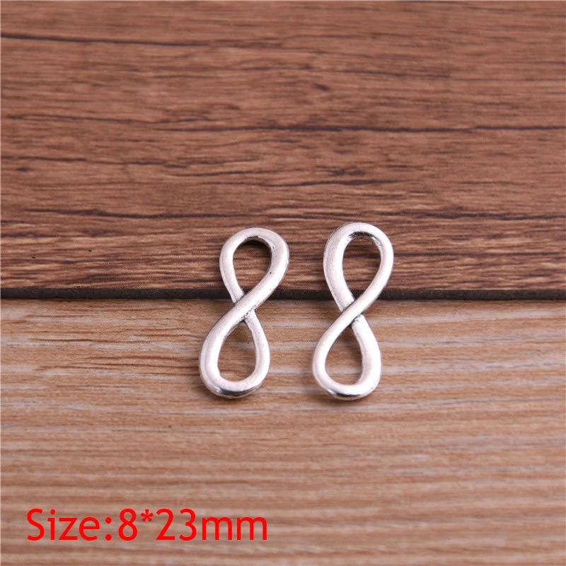 Шарм-коннектор "Бесконечность" для плетеных браслетов DIY, 23*8 мм, цинковый сплав, 3 цвета