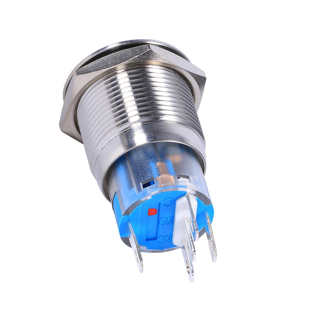 19mm 12-24V Waterproof Stainless Selflocking  ing Push Button   Red LED