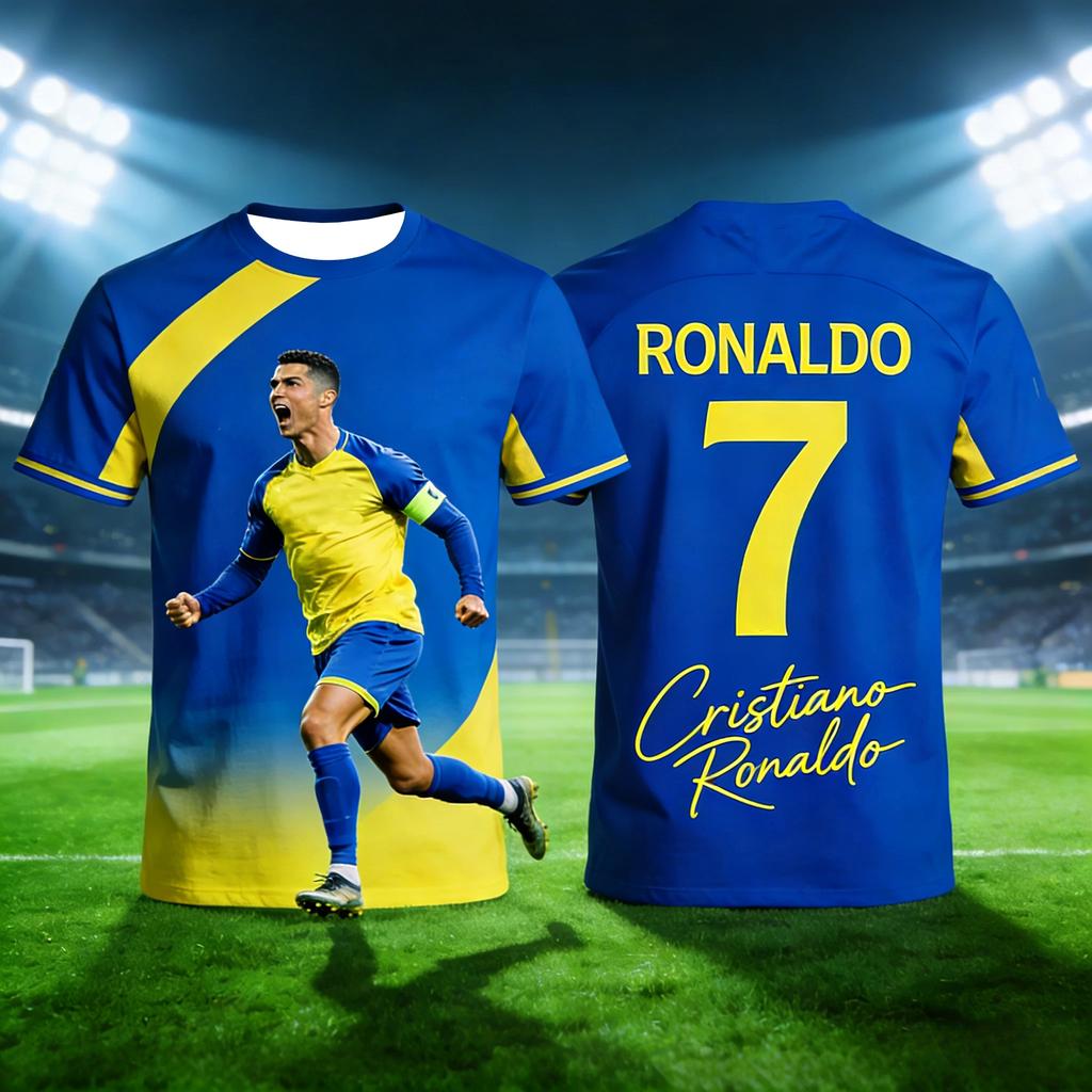 26-year-old Ronaldo 3D printed football sports shirt - suitable for both men and women, summer sports breathable T-shirt