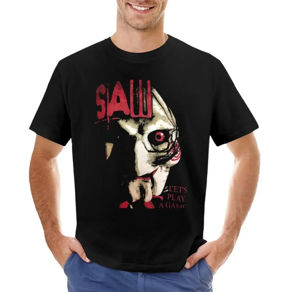 Saw X Horror Movie Lets Play A Game T-shirt oversized cute tops plain black t shirts men