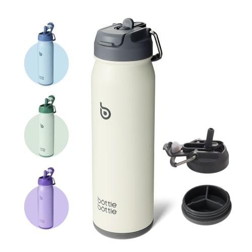 BOTTLE BOTTLE Water Bottle, 650ml, Kids' Water Bottle with Straw, Direct Drinking, Insulated Water Bottle with Bottom Storage, 2-Way Lid, Vacuum Insul