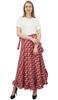 Phagun Женская хлопковая юбка с принтом икат в стиле хиппи, красная юбка с запахом и рюшами