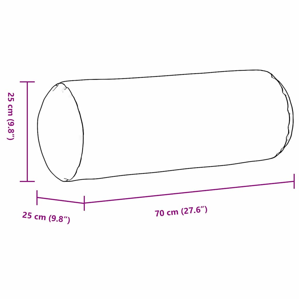 Bolster Cushions 2 pcs Light Grey Ø 25 x 70 cm Fabric