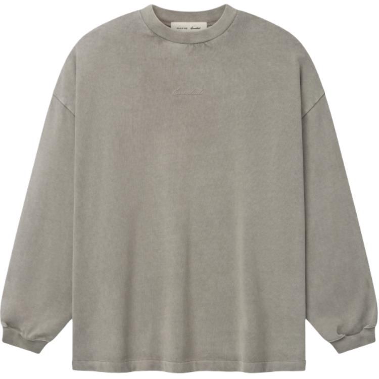 Fear of God Essentials Фирменная футболка с длинным рукавом 90-х Выцветшая Печать Унисекс Топы Серый 125SP264342F