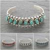 Bohemian Turquoise Floral Open Bangle Bracelet for Women