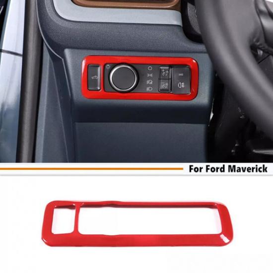 For Ford Maverick -2025 ABS Red Interior Headlight Switch Button Cover Trim