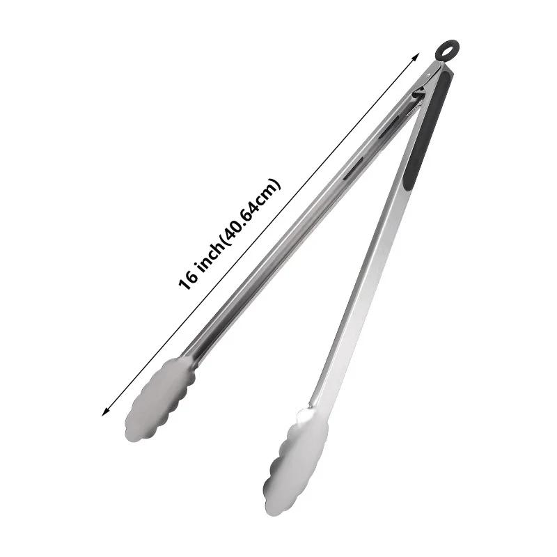 9/12/16 Inch Stainless Steel BBQ Grilling Tongs Salad Food Clip Non-Slip Handle Bread Serving Tong Cooking Barbecue Clip Clamp