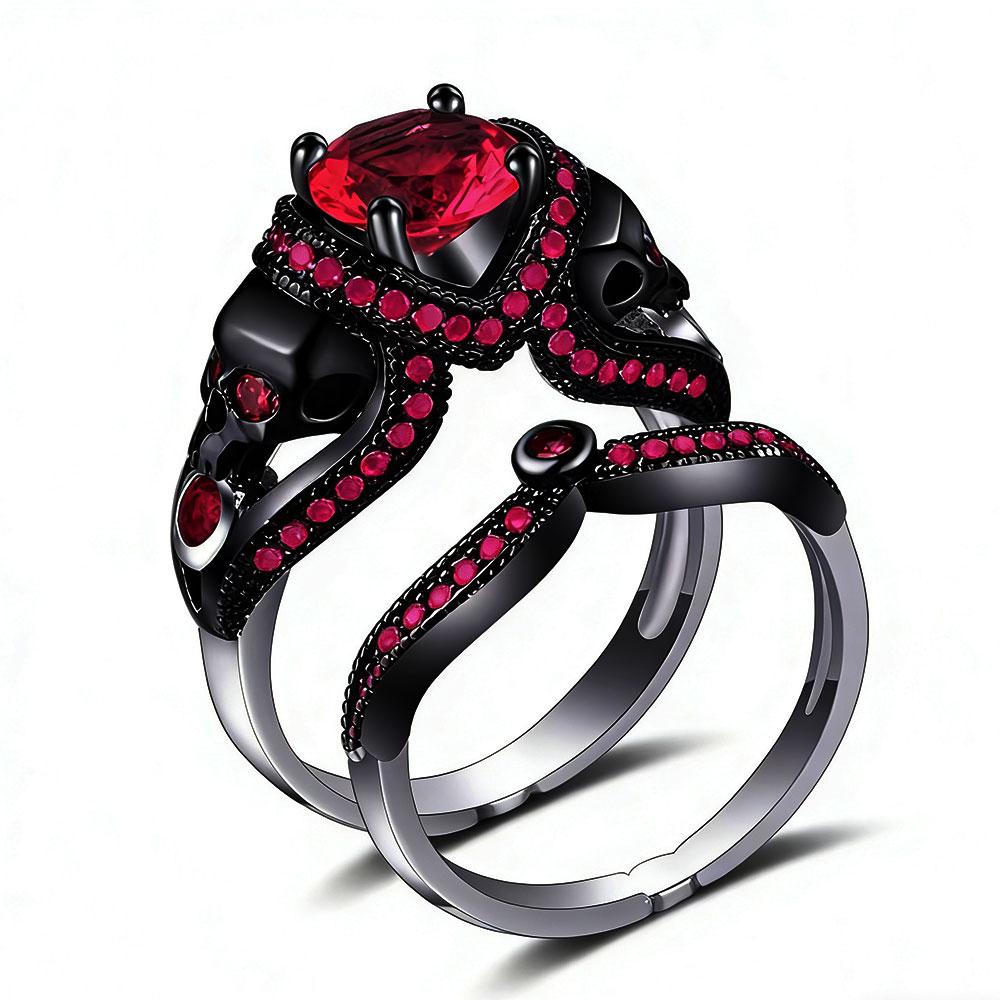 Black Color Skull Women Zircon Punk Rings Women Engagement Ring Jewelry Ring Set Engagement Jewelry