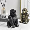 Черное золото горилла настольное украшение ручной работы фигурка животного смешная горилла статуэтка Кинг-Конга детский подарок