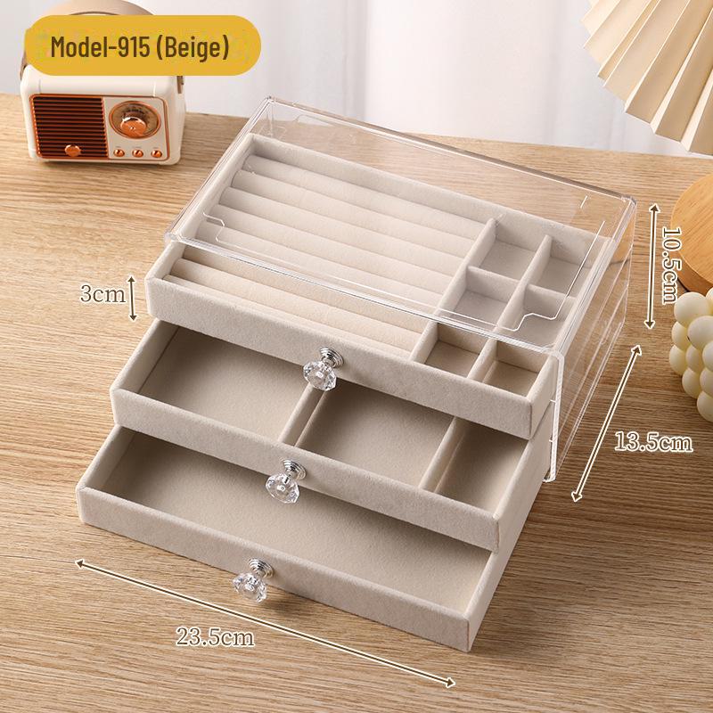 Бархатная шкатулка для украшений с антиокислительным покрытием, прозрачное акриловое хранилище для сережек, ожерелий и колец