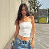 Women Cropped Tube Tops Strapless Off Shoulder Backless Short Tank Summer Party Club Striped/Solid Mini Vest New