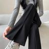 New Black Front Split Flared Pants Children's Spring and Autumn High Waist and Thin Large Size Casual Black Drape Flared Trousers