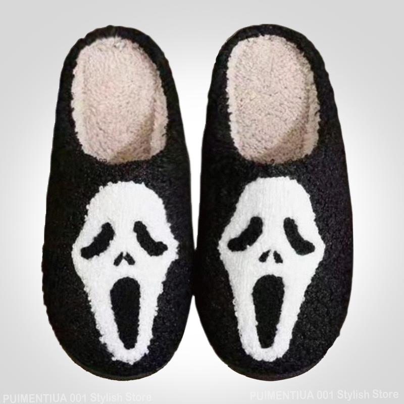 Тапочки-тыквы на Хэллоуин, мужские, плоские, мягкие, теплые, плюшевые, уютные, женские, для дома, пушистые, женская домашняя обувь, модный подарок, горячий