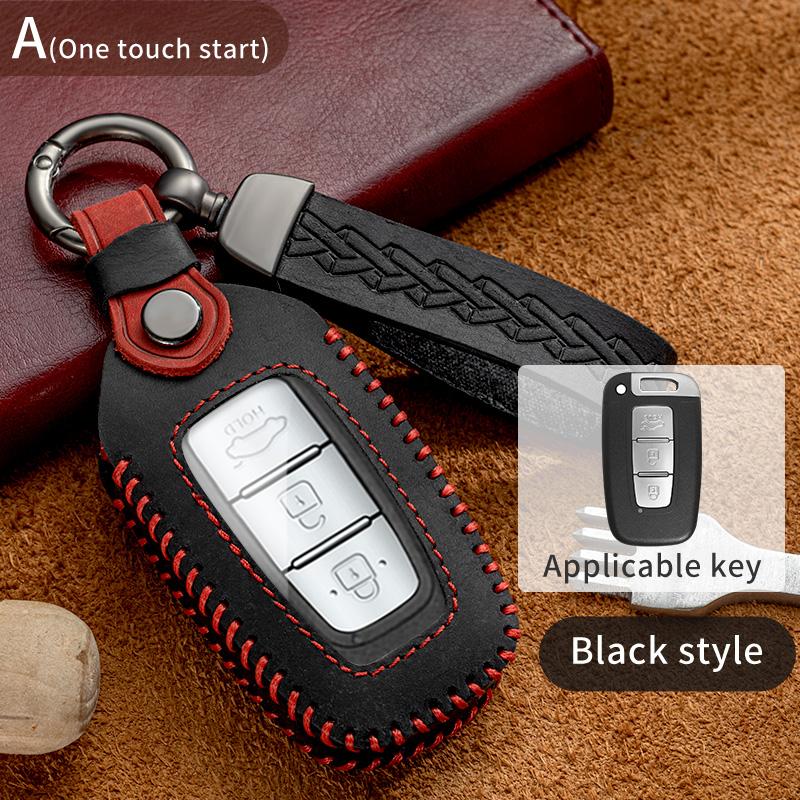 3 4 Button Leather Smart Key Case Cover Fob For Hyundai IX35 Elantra Sonata 8 9 For Kia Sportage K5 K2 Sorento Optima Forte 2011-2016