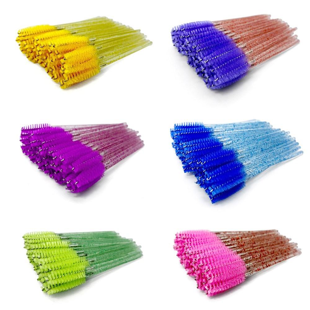 Набор из 50 хрустальных кистей для макияжа ресниц, алмазная ручка, палочки для туши, инструменты для наращивания ресниц, аппликатор для накладывания ресниц, 50 шт., желтый, 50 шт.