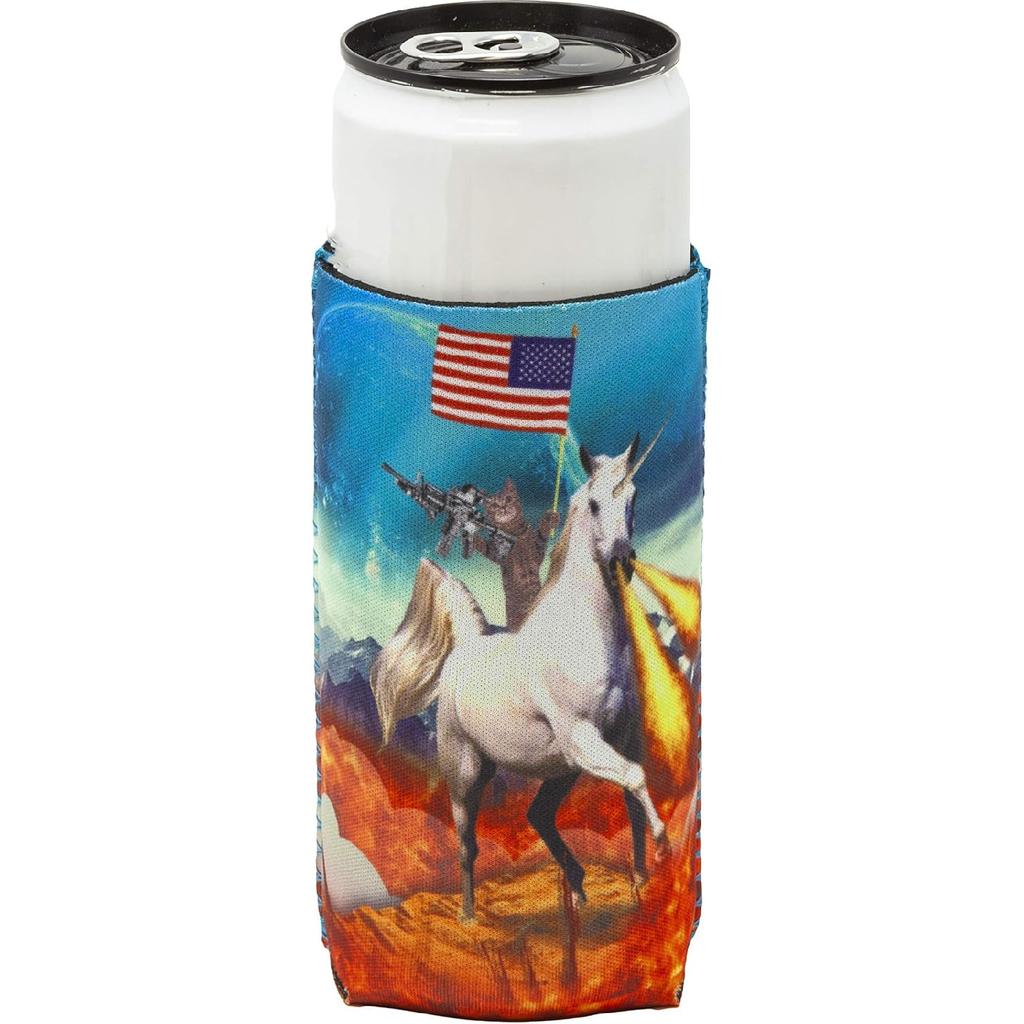 Funny Guy Mugs Space Cat Collapsible Neoprene Can Coolie - Unicorn Drink Cooler
