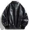 Men's Lapel Leather Jacket Men's Spring and Autumn American Versatile Zipper Pu Leather Jacket Jacket