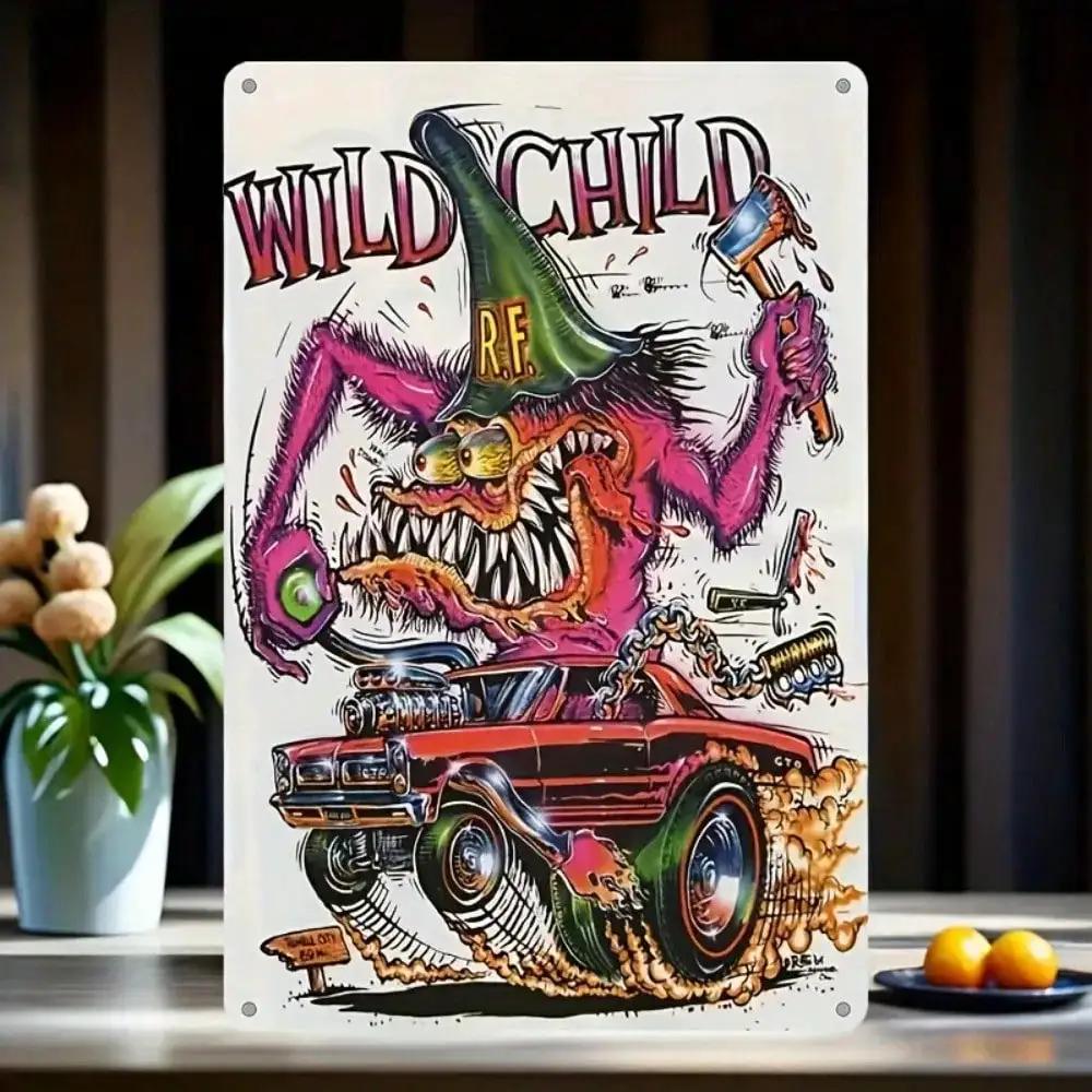 Durable Waterproof Vintage Rat Fink Sign Rustic Metal Wall Decor for Home Bar Garage PatioFlat Metal for Restaurant Bar