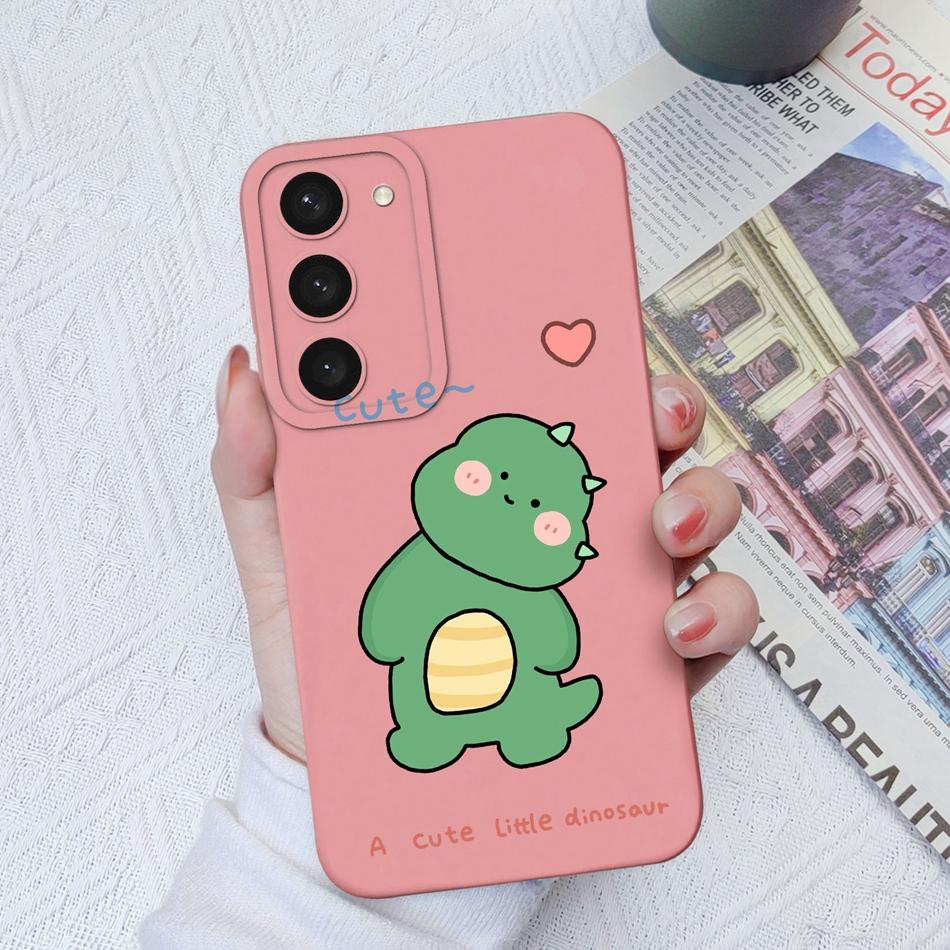 For Samsung Galaxy S23 Ultra Plus FE Phone Case Cartoon Shockproof Liquid Silicone Camera Protection Black Cover Bumper Fundas