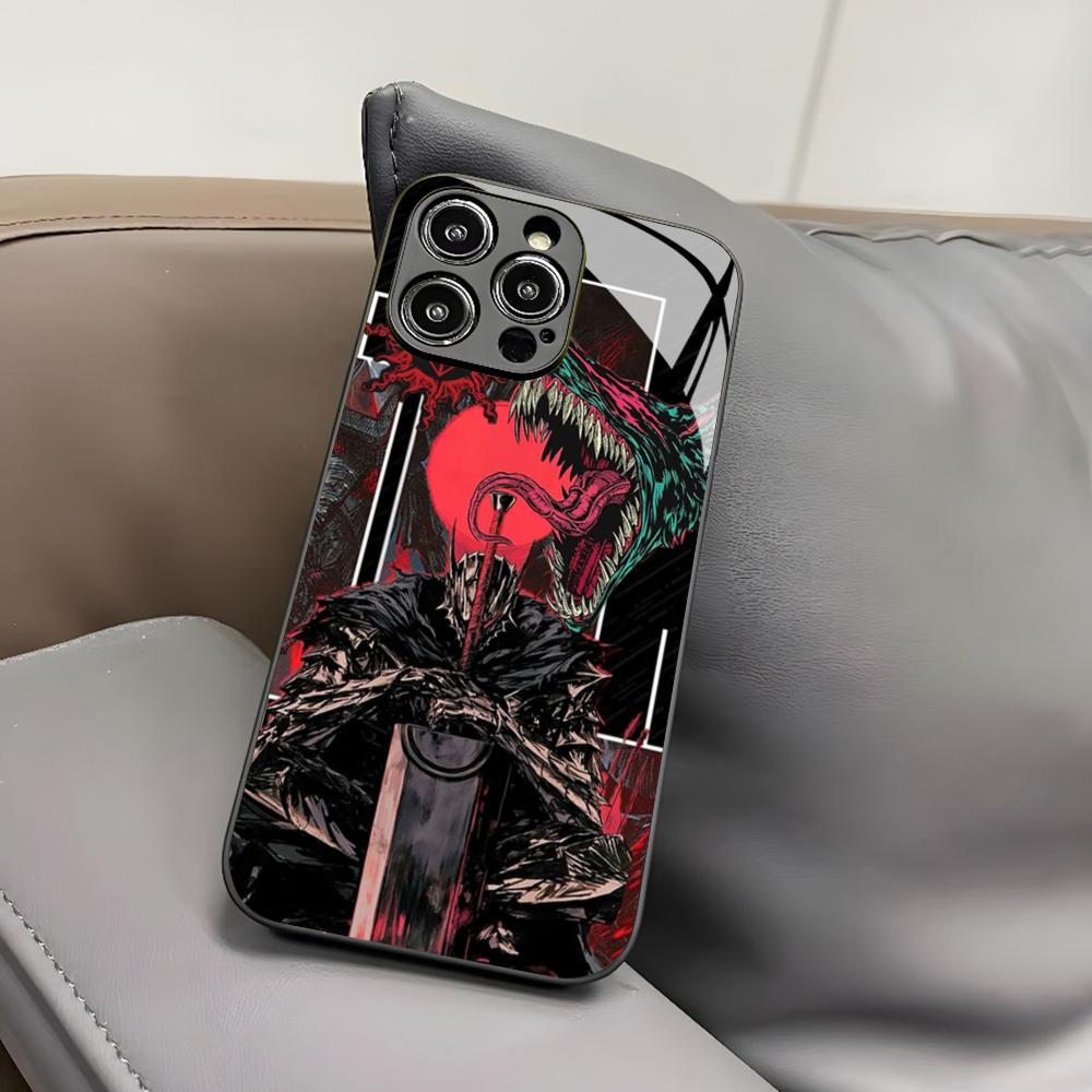 Чехол для телефона с аниме Berserk для Iphone 17 Air 16 15 14 12 11 13 Pro Max Mini X Xr Xs Puls Черный Стеклянный Чехол