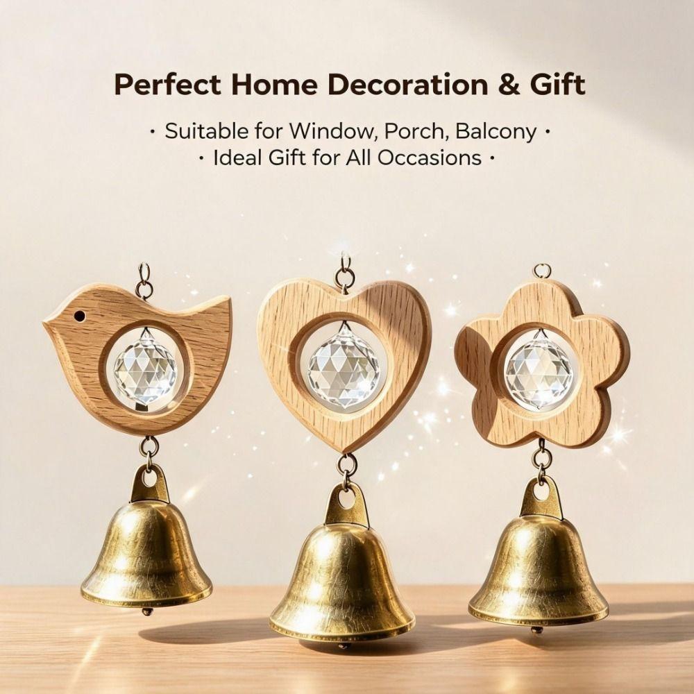 Crystal Prism Bird Wind Chimes Wooden Sun Catcher Vintage Crystal Pendant Home