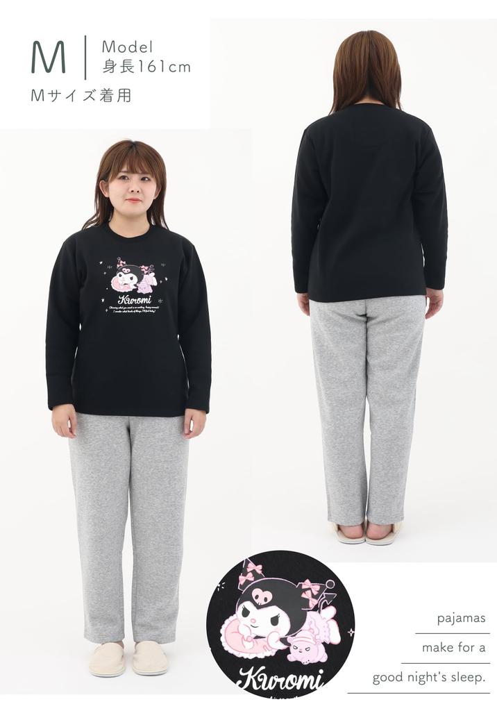 Kaituck Family Куроми Пушистая пижама с длинным рукавом для зимы Женская с флисовой подкладкой (М, Черный)