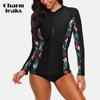 Women Zip UV Sports Shirt Rash Vest Long Sleeve Rashguard Running Biking Beach Shirts Rashguard Tankini Top