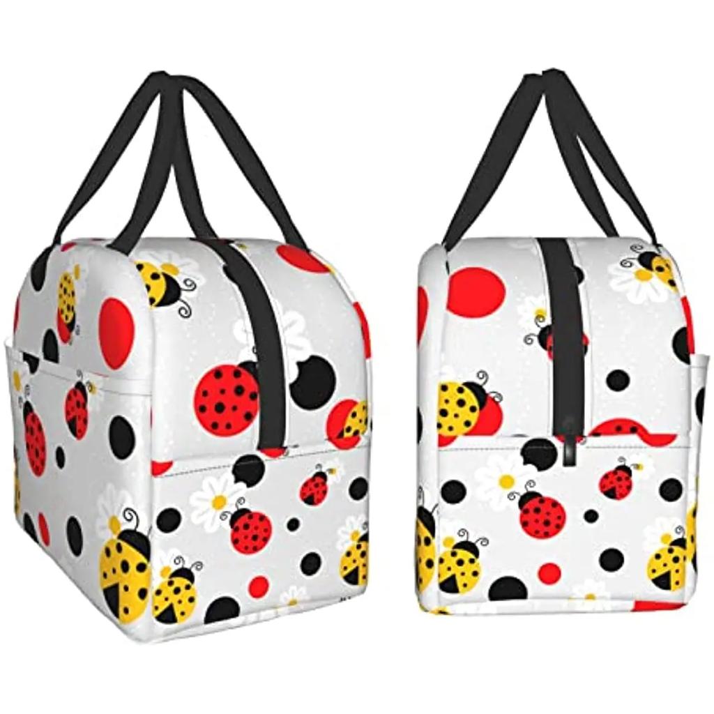 Ланч-бокс Dots Ladybug, термосумка для ланча для женщин и мужчин, многоразовые сумки для ланча, идеально подходят для офиса, кемпинга, походов, пикника