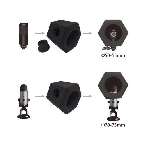 Microphone Isolation Shield, Acoustic Microphone Windshield Sponge Cover, 5-Sided Sealing and Detachable Design, Reduces Noise and Reflection