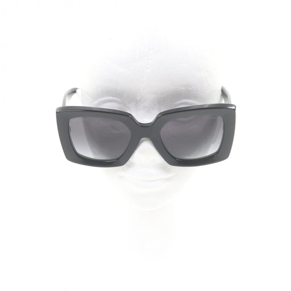 Very Good CHANEL sunglasses COCO Mark Rectangle Shape Eyewear black Used