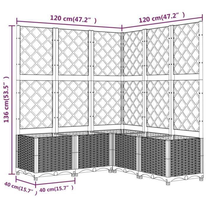 VidaXL Planter with Trellis White 120x120x136 Cm PP 153288