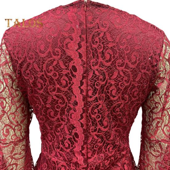 Женское вечернее платье с V-образным вырезом, прозрачной кружевной вышивкой, расклешенными рукавами, бальное платье А-силуэта, подол «рыбий хвост», облегающее коктейльное вечернее платье, выпускной, банкетное платье макси