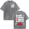 Rapper Bad Bunny Vintage Washed T Shirts Debi Tirar Mas Fotos DTMF Album Tshirts Mens Clothing Fashion Hip Hop Cotton Tshirt
