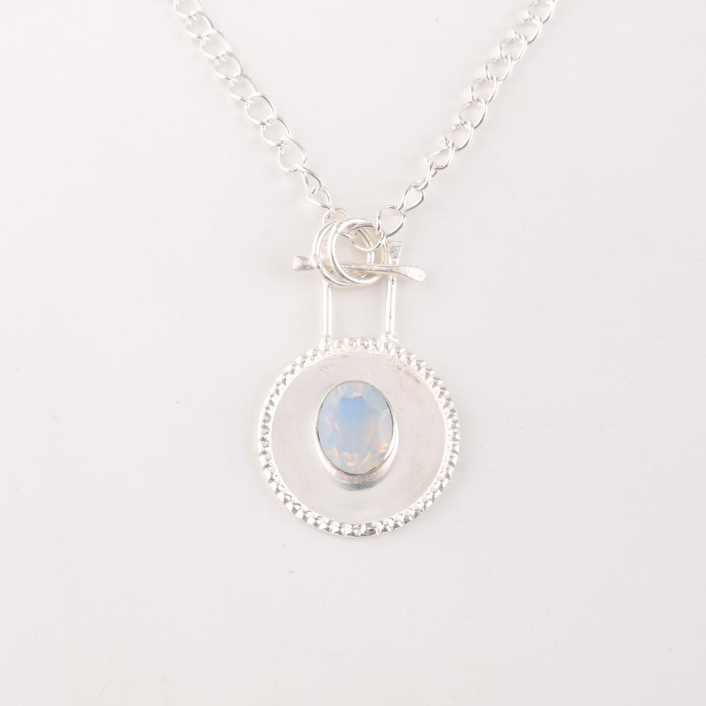 Natural Milky Opal Gemstone 925 Sterling Silver Handmade Stylish Pendant 1.4" PP-57-20