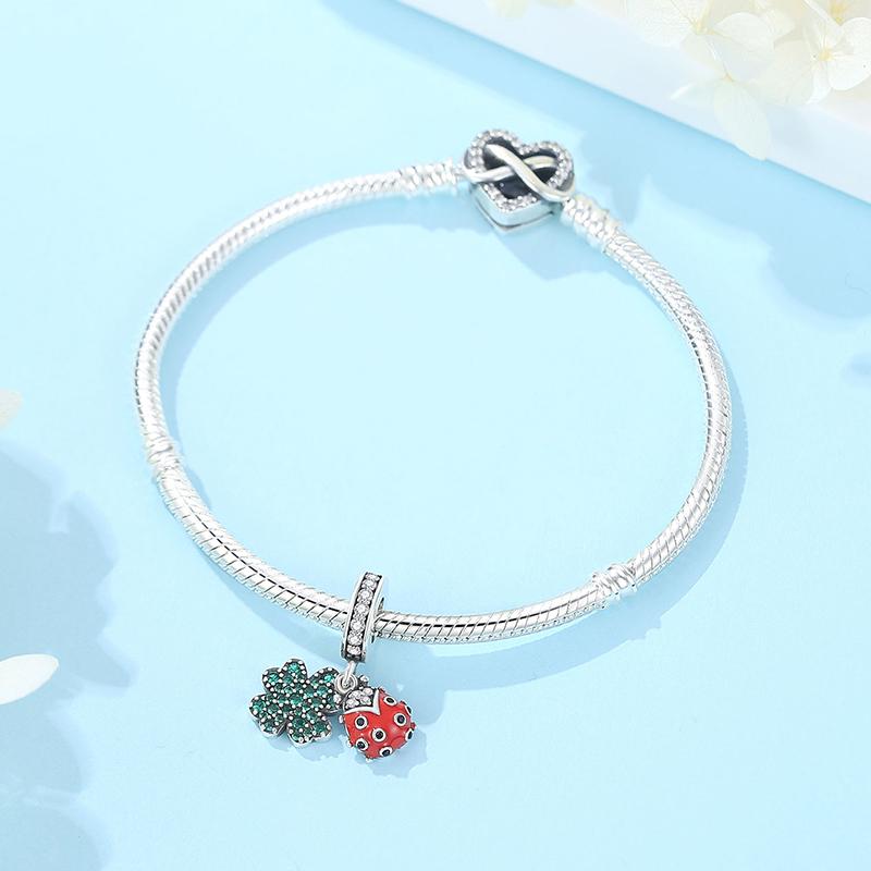 Original Charms Butterfly Firefly Lucky Clover Beads Fit Pan Brand Bracelets Necklaces Diy Jewelry for Women