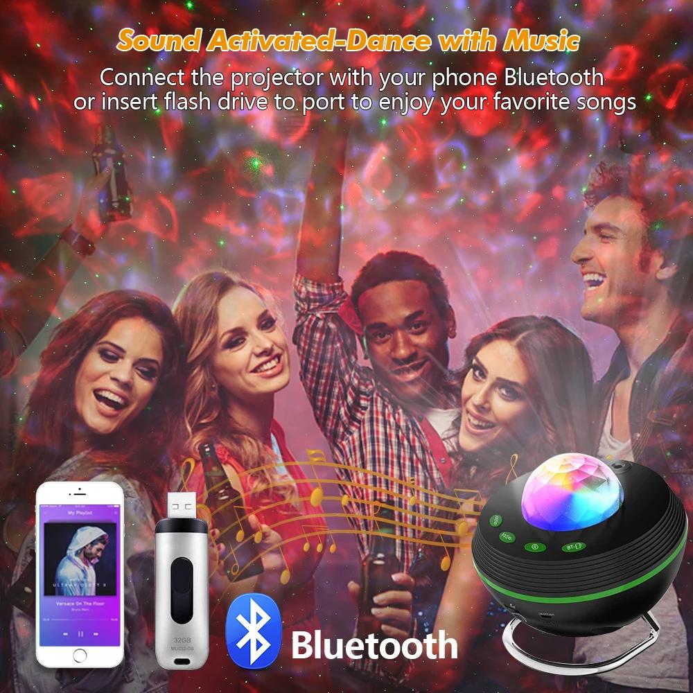 New WiFi Smart Star Projector Ocean Wave Starry Sky Night Light Nebula Atmospher Lamp Blueteeth USB Music Player