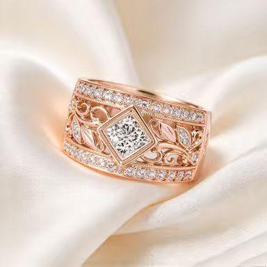 Aesthetic Wedding Rings for Women Hollow Floral Pattern Luxury CZ Silver Color Female Rings Party Gift New Trendy Jewelry
