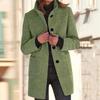 Women's Casual Coat Solid Color Long Sleeved Button Up Collar Pocket Woolen Jacket