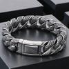 Готические мужские браслеты винтажные 15 мм ширина сплошная нержавеющая сталь панцирный кубинский звено цепи браслет мужские мужские ювелирные изделия подарки 2 цвета